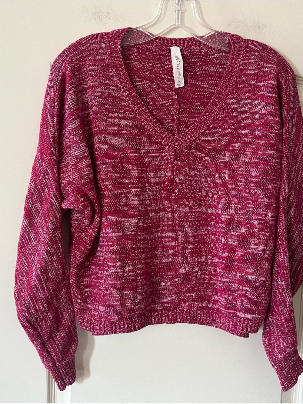 Aeropostale V-Neck Fuchsia Marled Women's Sweater Oversized Size XS